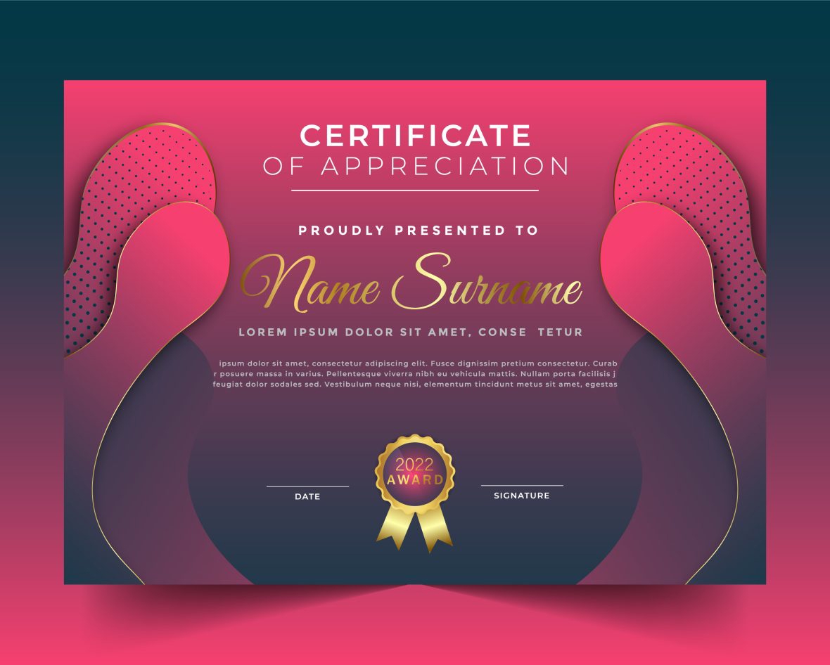 فایل الگوی گواهی لوکس رنگارنگ گرادیان - Gradient Colorful Luxury Certificate Template