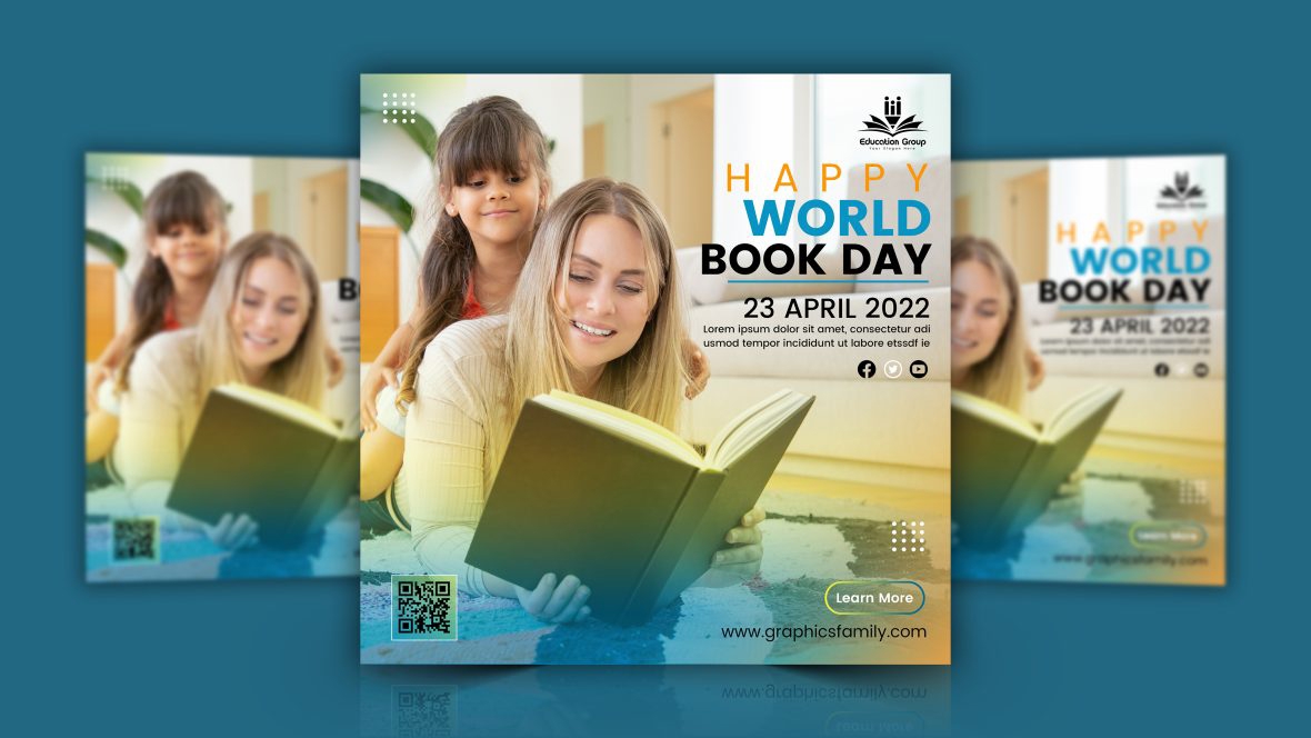 فایل قالب گرادینت روز جهانی کتاب - Gradient world book day template
