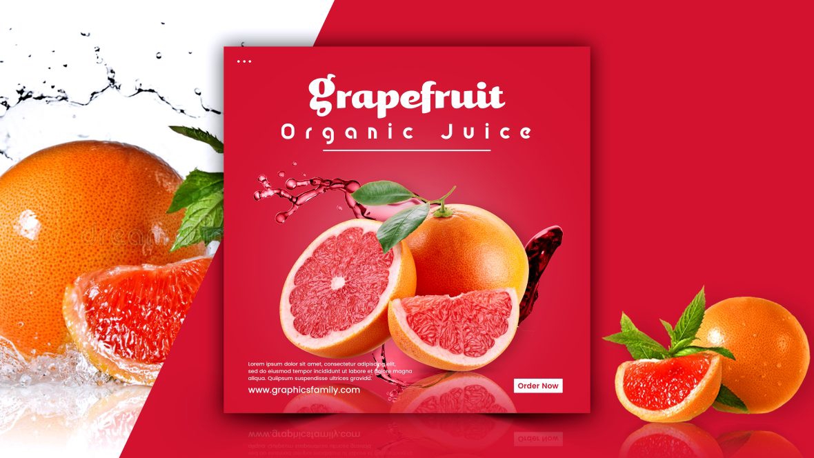 فایل طراحی پست اینستاگرام گریپ فروت - Grapefruit Instagram Post Design