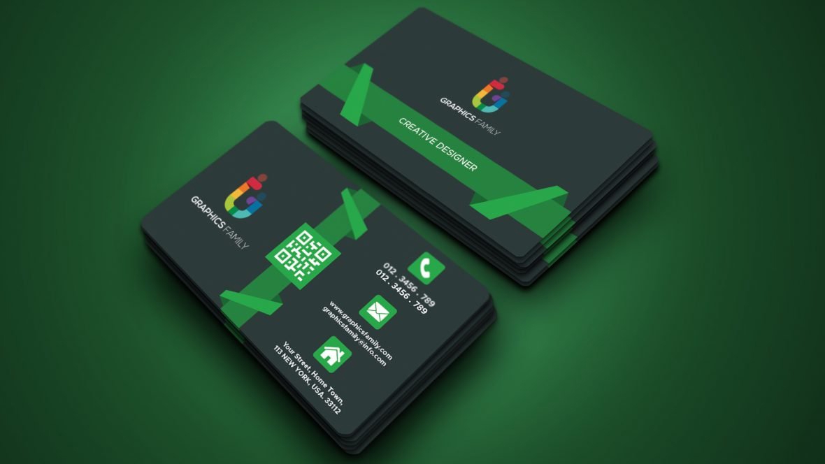 فایل طراحی کارت ویزیت مدرن انتزاعی سبز - Green Abstract Modern Business Card Design