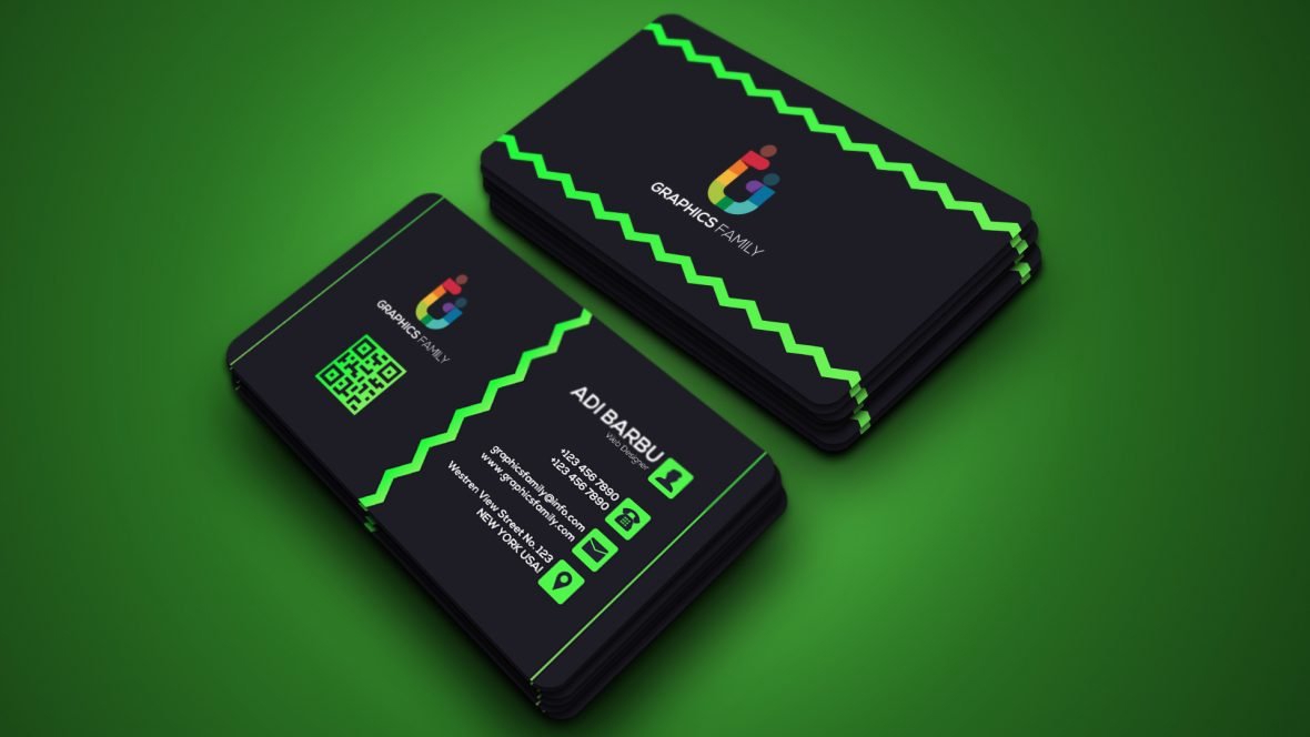 فایل قالب کارت ویزیت سبز و سیاه - Green and Black Business Card Template
