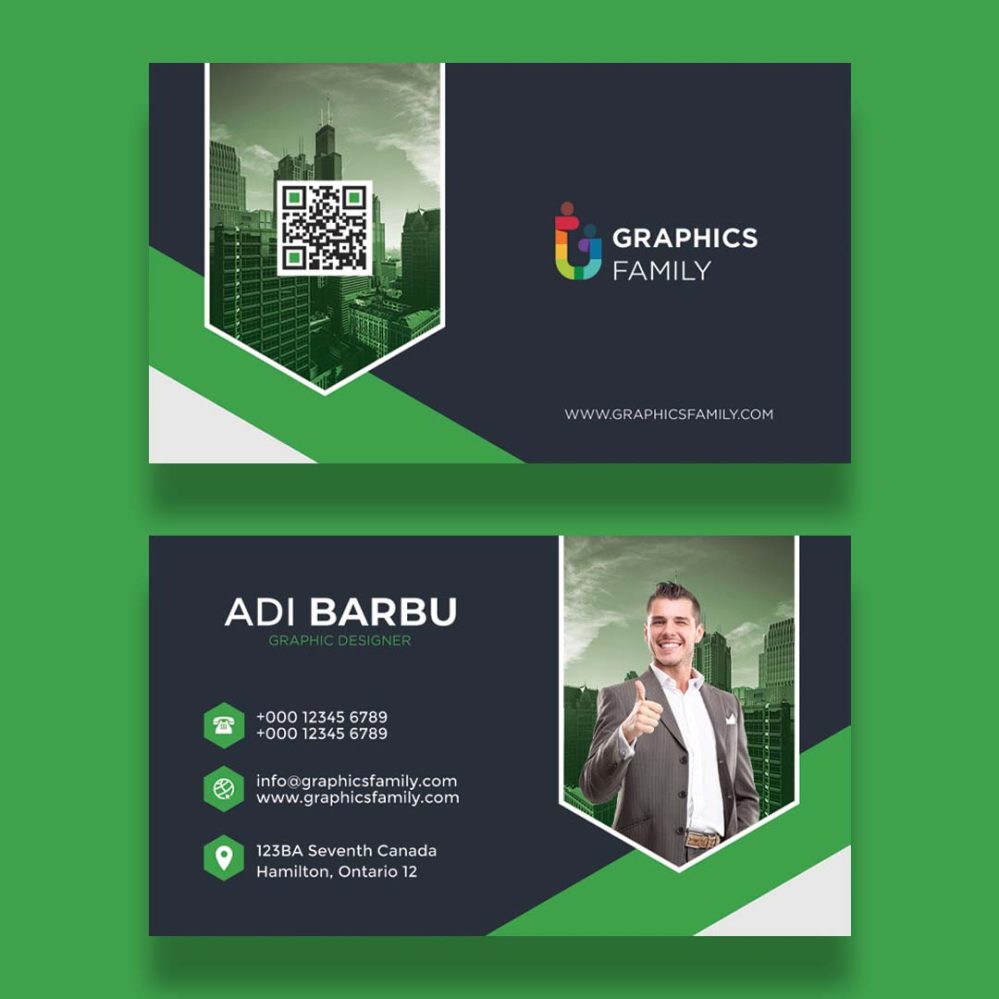 فایل قالب کارت ویزیت سبز - Green Business Card Template