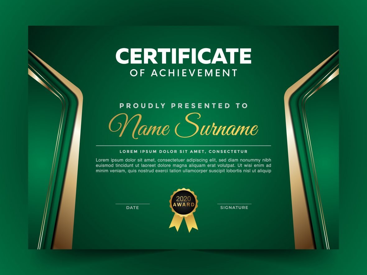 فایل الگوی طراحی گواهی سبز - Green Certificate Design Template