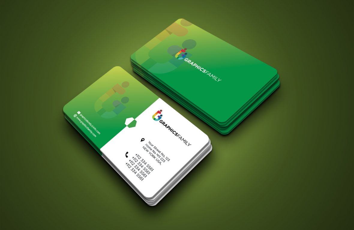 فایل الگوی کارت ویزیت سبز - Green Visiting Card Template