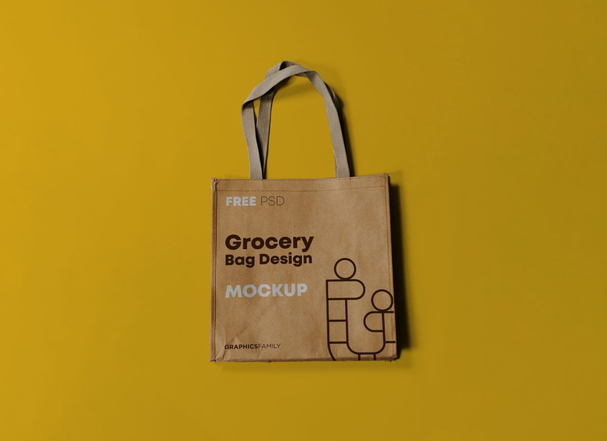 فایل ماکت طراحی کیسه مواد غذایی - Grocery Bag Design Mockup