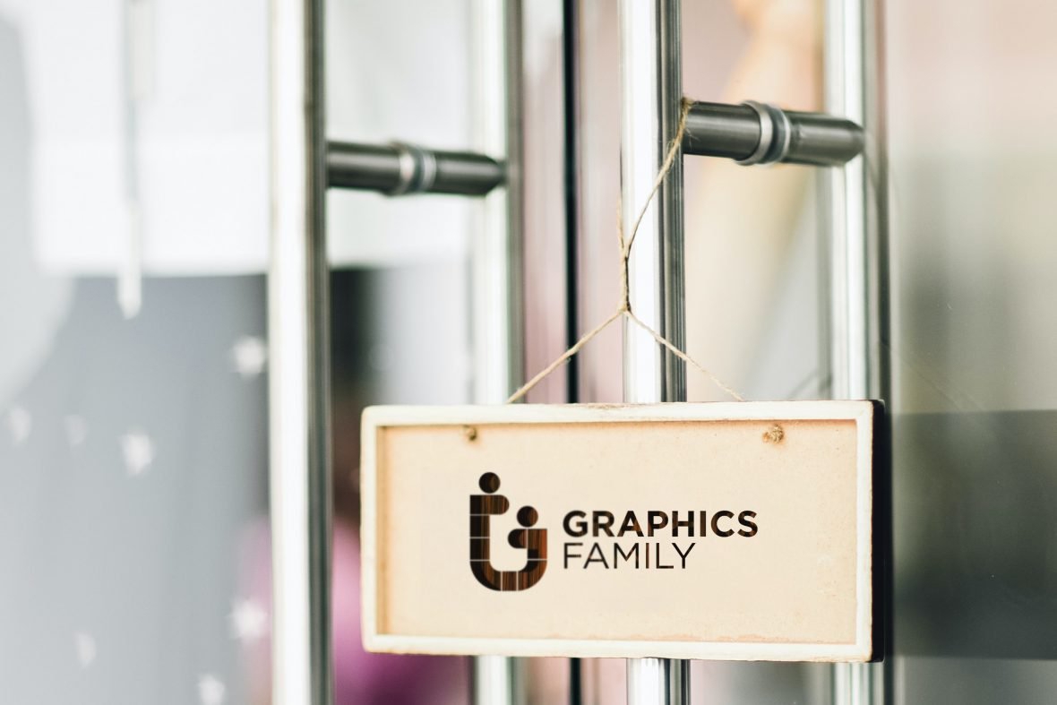فایل موکاپ لوگو چوبی قاب آویز - Hanging Frame Wooden Logo Mockup