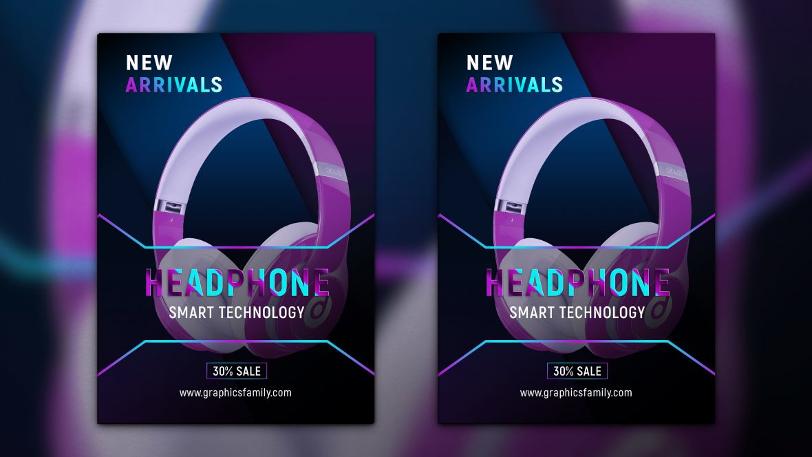 فایل الگوی طراحی بروشور هدفون - Headphones Flyer Design Template