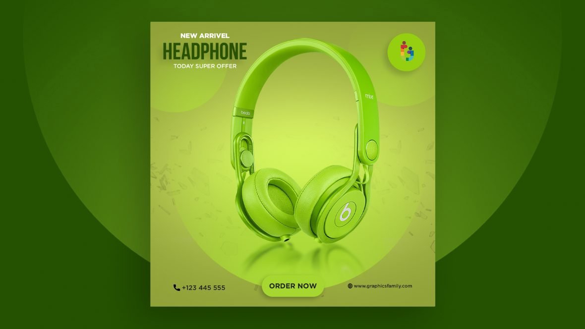 فایل الگوی طراحی پست رسانه‌های اجتماعی هدفون - Headphones Social Media Post Design Template