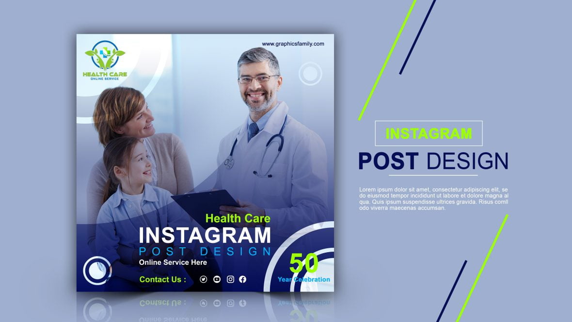 فایل طراحی پست اینستاگرام کسب و کار مراقبت های بهداشتی - Health Care Business Instagram Post Design