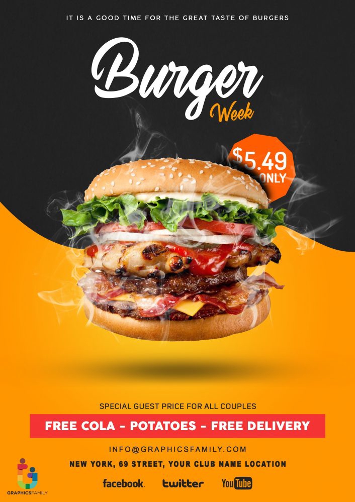 فایل الگوی بروشور برگر با کیفیت بالا - High-Quality Burger Flyer Template