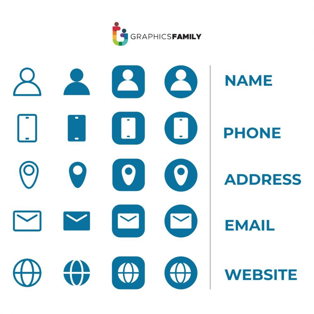 فایل مجموعه آیکون‌ها برای کارت ویزیت وکتور - Icons Collection for Business Card Vector