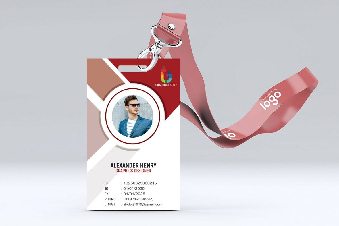فایل قالب کارت شناسایی با طراحی تخت PSD - Id-Card Template with Flat Design PSD