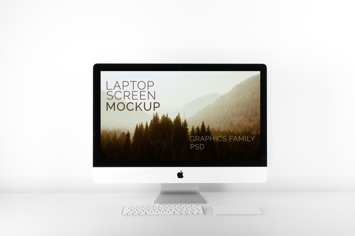 فایل ماکت طراحی صفحه نمایش آی‌مک - iMac Screen Design Mockup