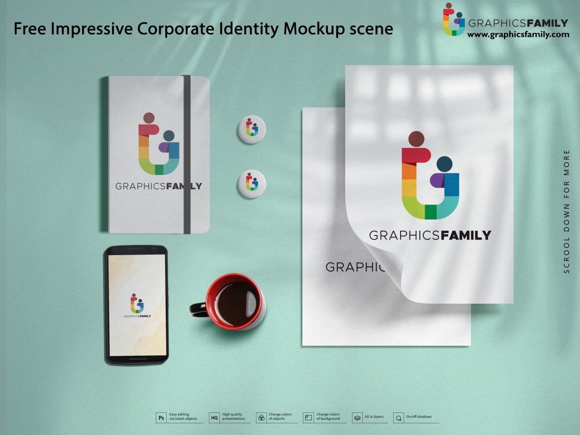 فایل صحنه ماکت هویت سازمانی چشمگیر - Impressive Corporate Identity Mockup scene