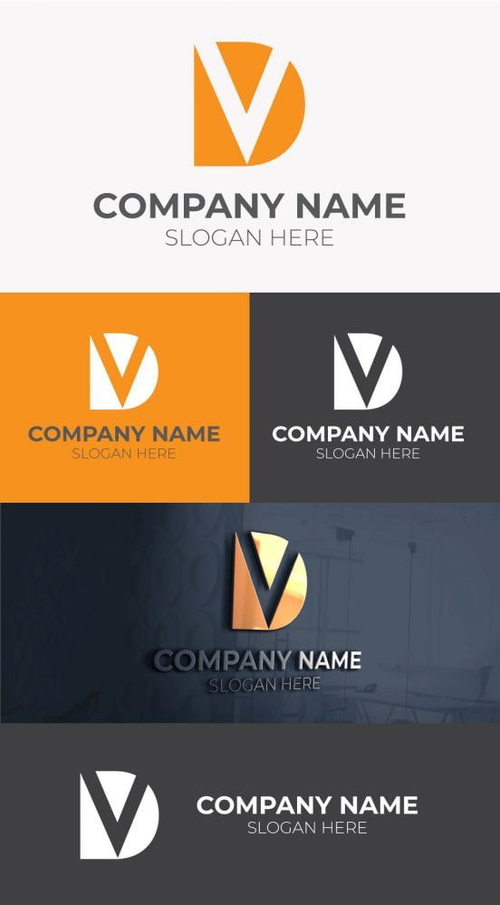 فایل وکتور مونوگرام حرف اول DV - Initial DV Letter Monogram Vector