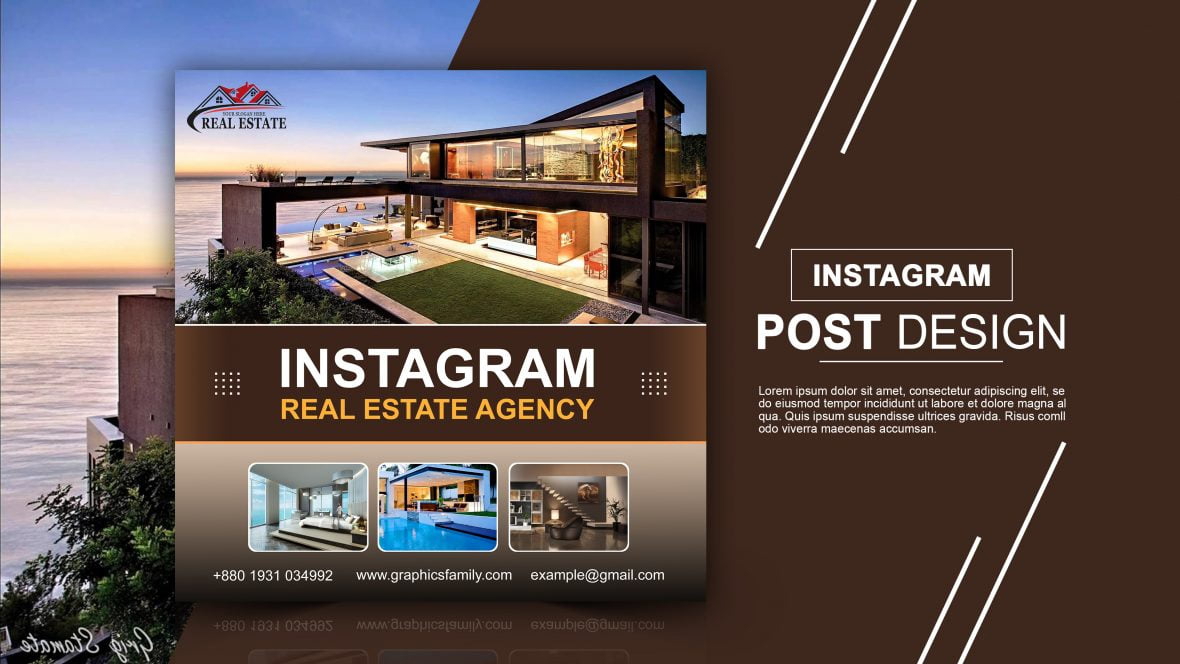 فایل طراحی پست اینستاگرام برای آژانس املاک - Instagram Post Design for Real Estate Agency