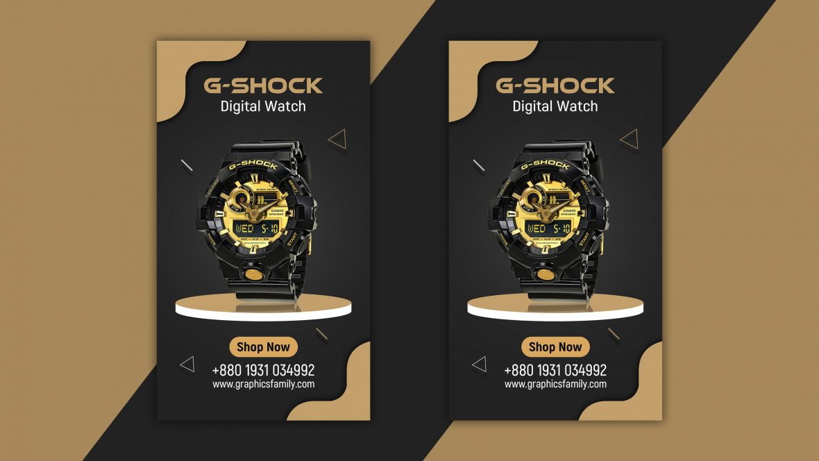 فایل طرح PSD فروش ساعت استوری اینستاگرام - Instagram Story Watch Sale Design PSD