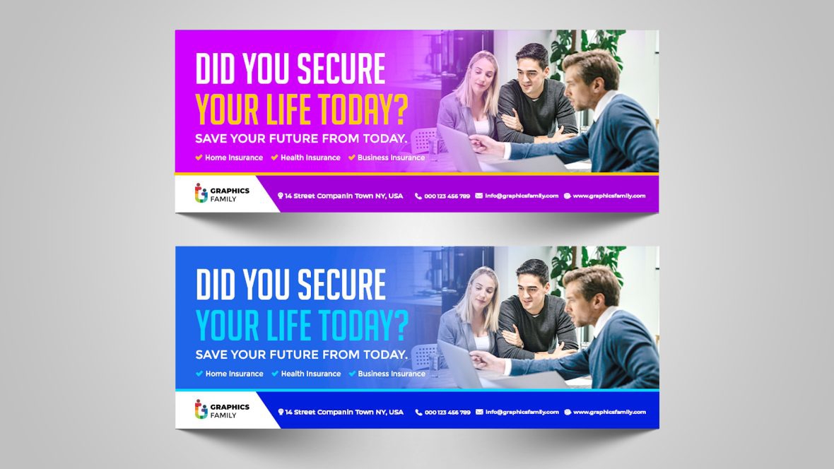 فایل طراحی کاور فیسبوک شرکت بیمه - Insurance Company Facebook Cover Design