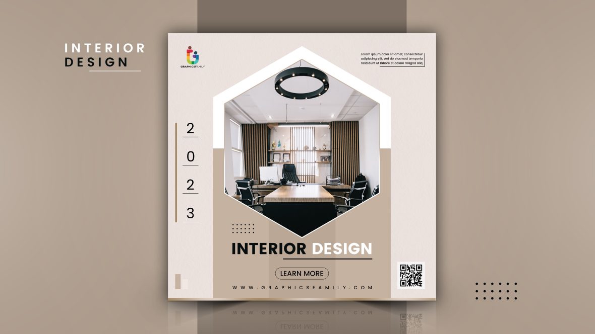 فایل الگوی پست‌های رسانه‌های اجتماعی طراحی داخلی - Interior design social media posts template