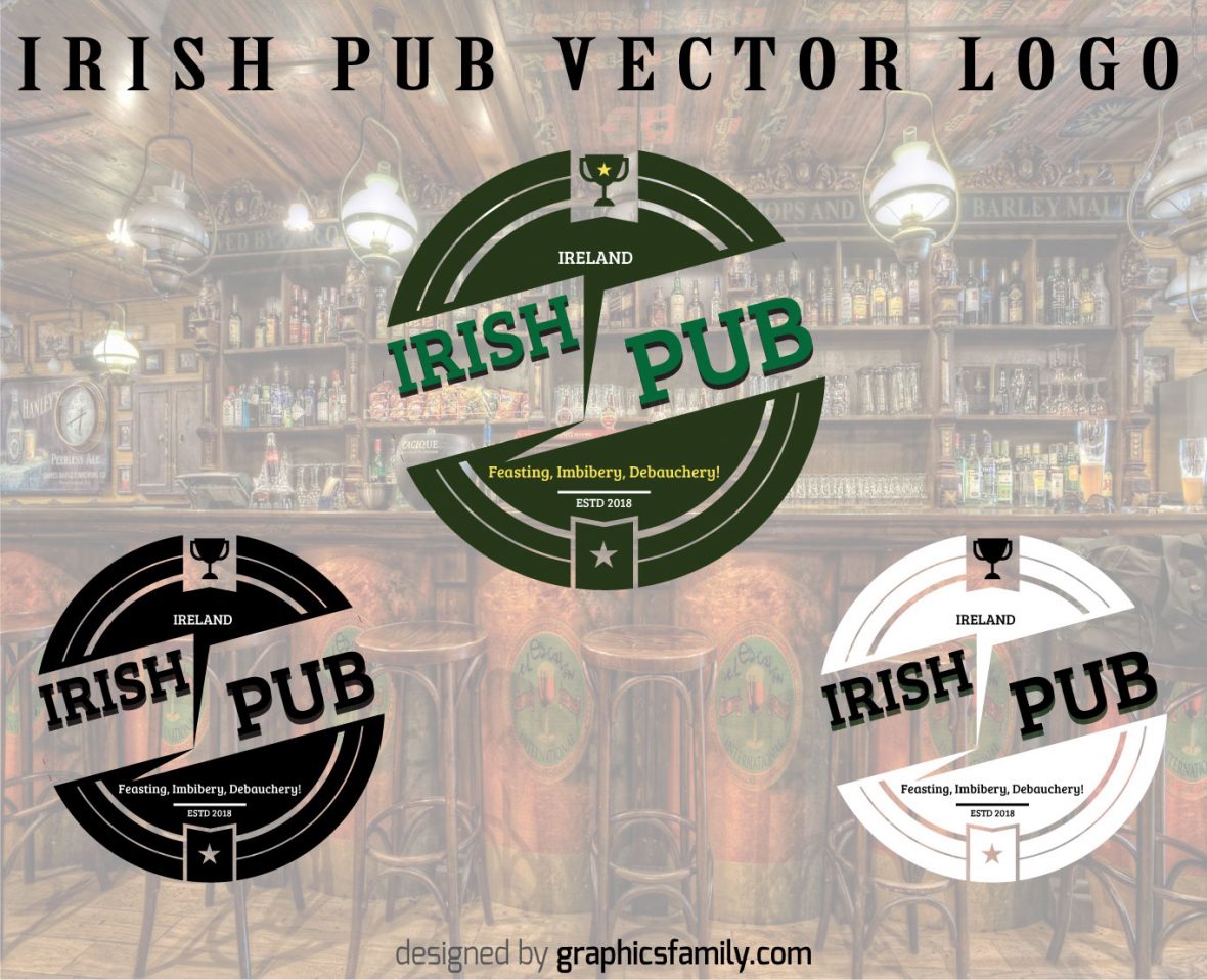 فایل منبع لوگوی میخانه ایرلندی .ai - Irish Pub Logo Source .ai