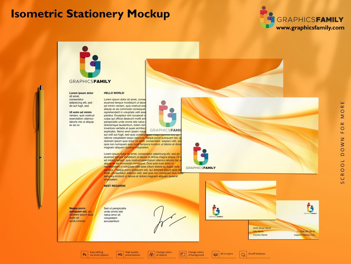 فایل ماکت لوازم التحریر ایزومتریک - Isometric Stationery Mockup