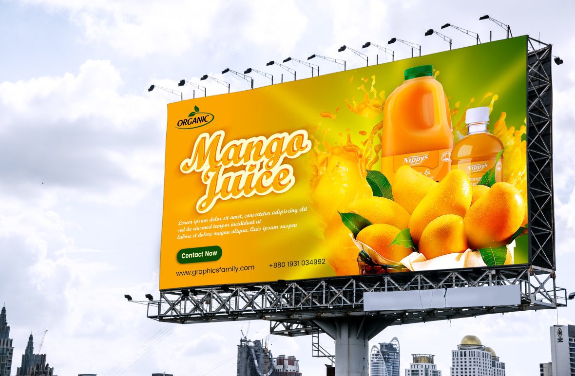 فایل الگوی طراحی بنر بیلبورد شرکت آبمیوه - Juice Company Billboard Banner Design Template