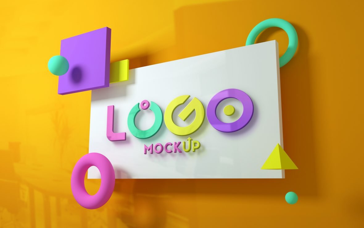 فایل موکاپ لوگو – سبک انتزاعی رنگارنگ - Logo Mockup – Abstract Colorful Style