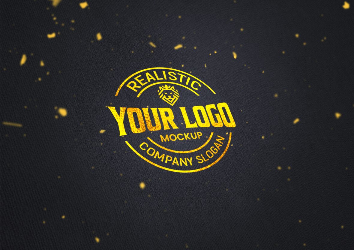 فایل موکاپ لوگو با افکت فویل طلایی - Logo Mockup Gold Foil Effect