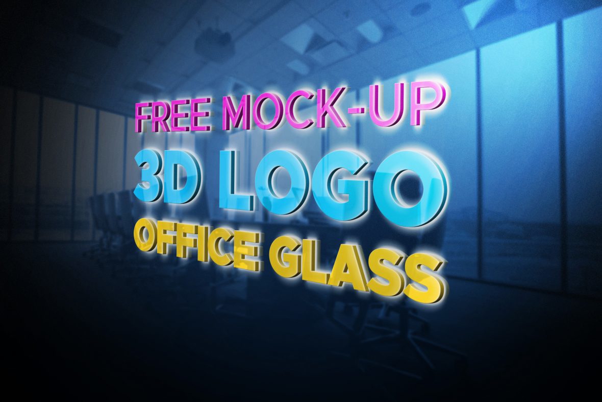 فایل موکاپ لوگو سه بعدی دفتر شیشه ای - Logo Mockup Office Glass 3D