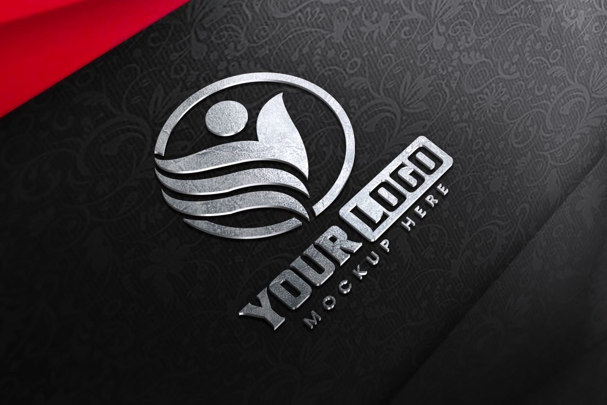 فایل موکاپ لوگو روی زمینه پارچه مشکی و قرمز - Logo Mockup on Black and Red Textile Background