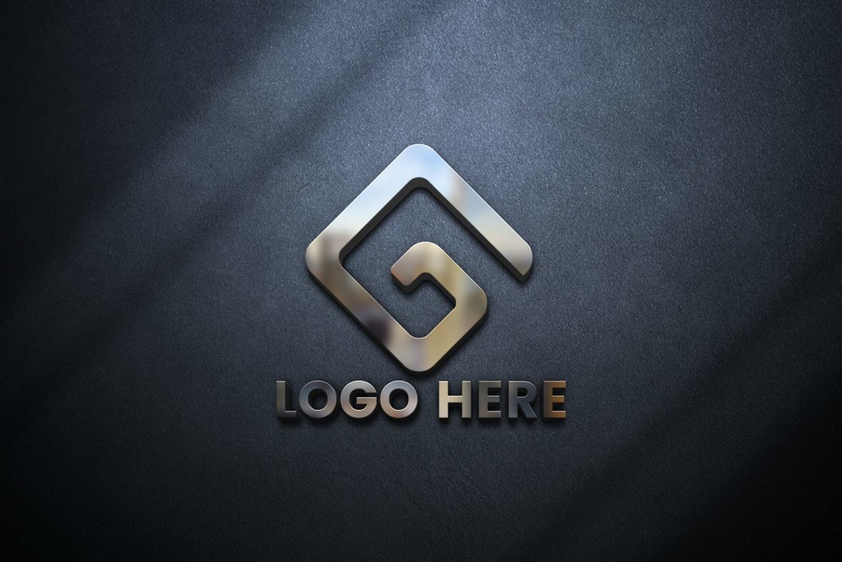 فایل موکاپ لوگو روی دیوار خاکستری - Logo Mockup on Gray Wall