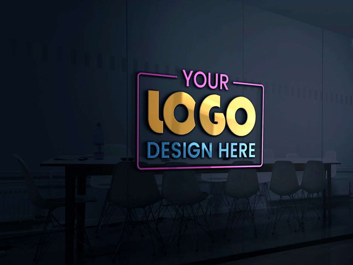 فایل موکاپ لوگو روی شیشه دفتر - Logo Mockup on Office Glass