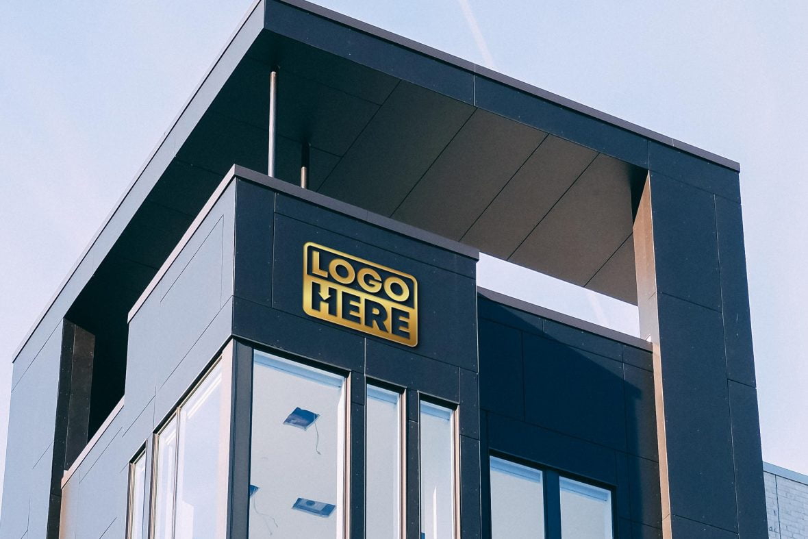 فایل موکاپ لوگو طلایی ساختمان لوکس - Luxurious Building Golden Logo Mockup