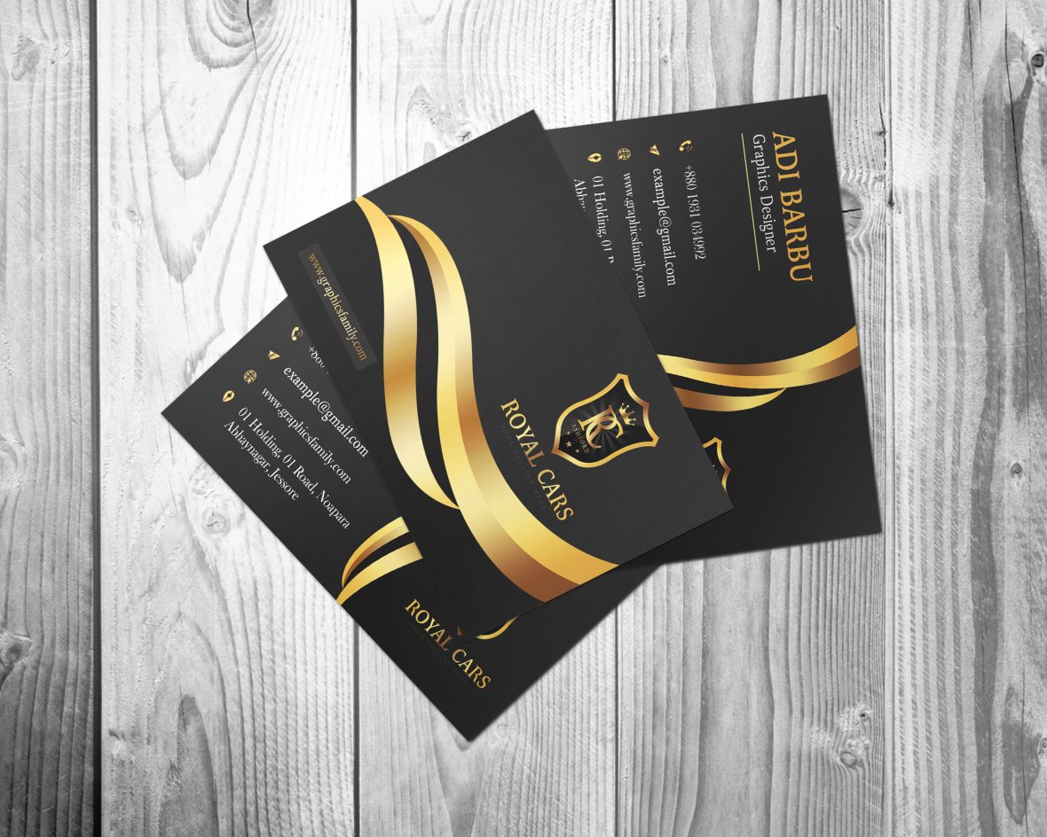 فایل طراحی کارت ویزیت لوکس با خطوط طلایی - Luxury Business Card Design with Golden Lines