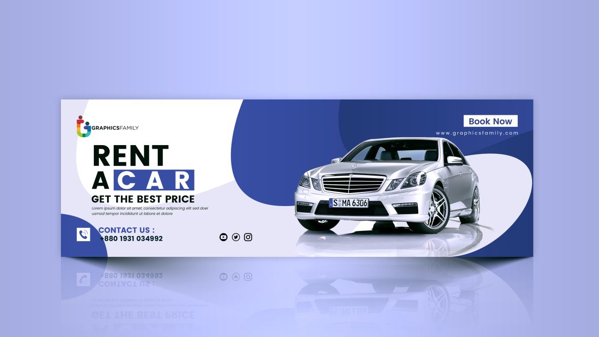 فایل طراحی بنر تبلیغاتی وب سایت اجاره خودرو لوکس - Luxury Car Rental Promotional Web Banner Design