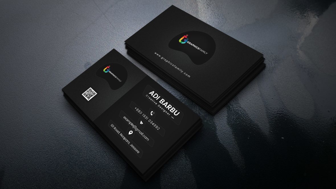 فایل طراحی کارت ویزیت لوکس مشکی تیره - Luxury Dark Black Business Card Design