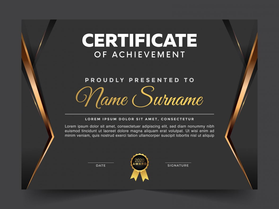 فایل الگوی گواهی دیپلم لوکس تیره برای دستاوردها - Luxury dark diploma certificate achievement template
