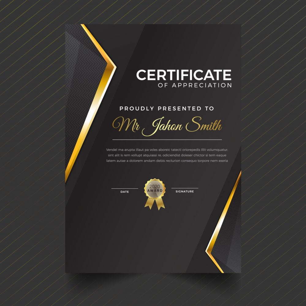 فایل گواهی پرتره تاریک لوکس - Luxury Dark Portrait Certificate