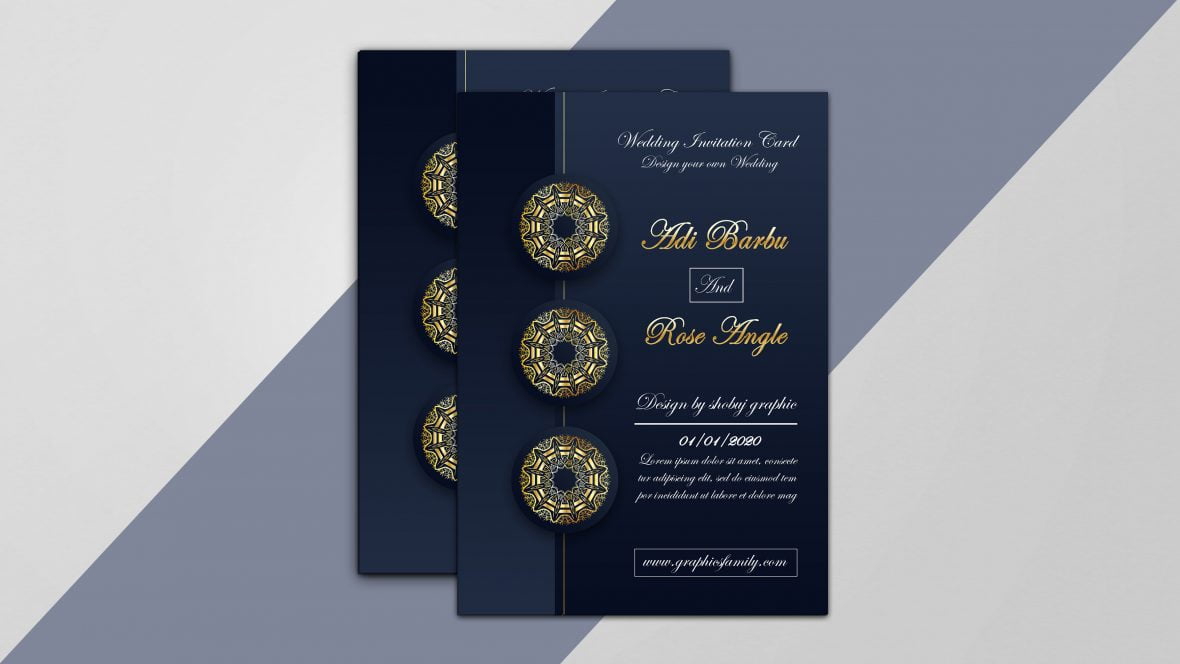 فایل قالب فتوشاپ کارت عروسی لوکس تیره - Luxury Dark Wedding Card Photoshop Template