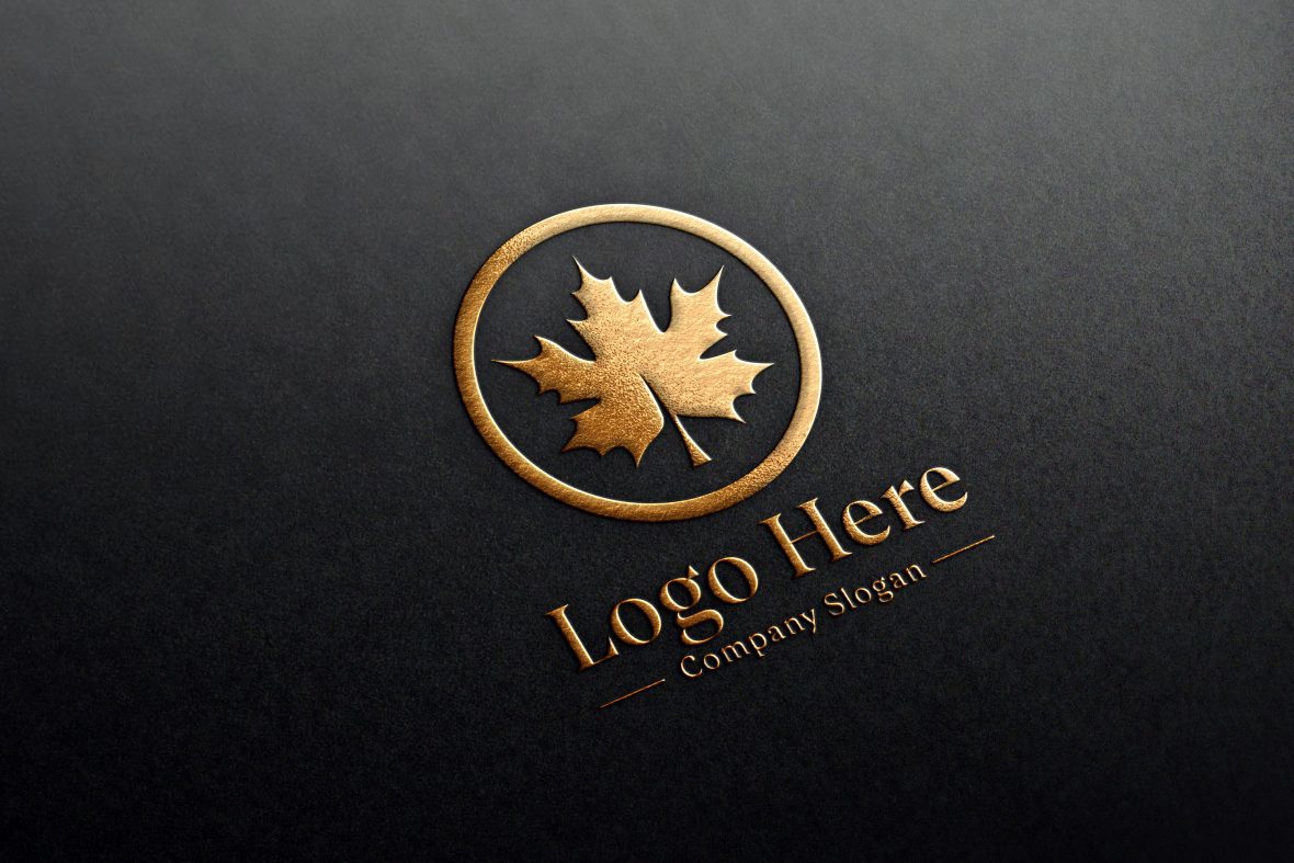 فایل موکاپ لوگوی سه بعدی لوکس طلایی روی کاغذ مشکی - Luxury golden 3D logo mockup on black paper