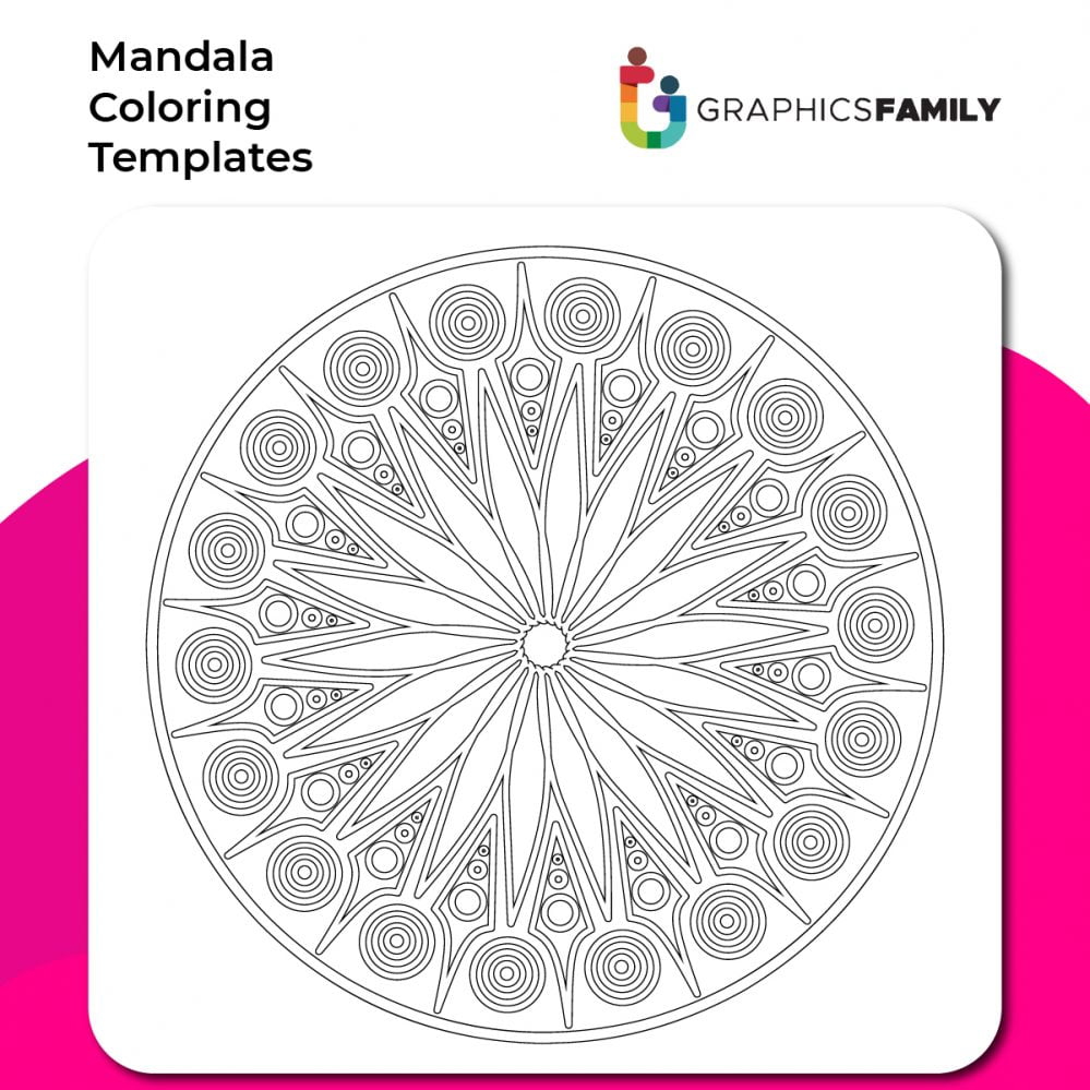 فایل الگوی رنگ‌آمیزی ماندالا شماره ۱۳ - Mandala Coloring Template #13