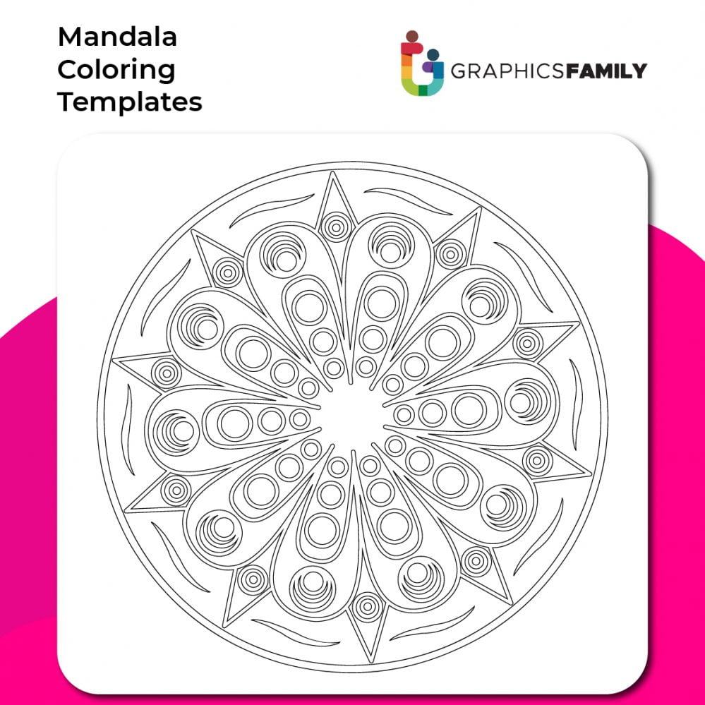 فایل الگوی رنگ‌آمیزی ماندالا شماره ۲۰ - Mandala Coloring Template #20