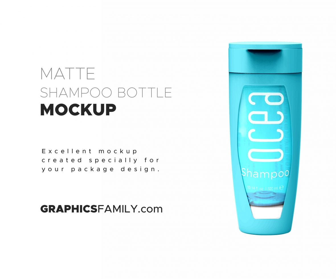 فایل موکاپ بطری شامپو مات با درب تاشو - Matte Shampoo Bottle with Flip-Top Cap Mockup