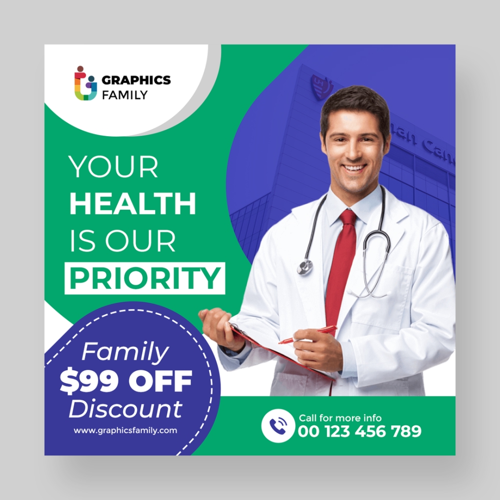 فایل الگوی رسانه اجتماعی مراقبت‌های بهداشتی پزشکی - Medical Healthcare Social Media Template