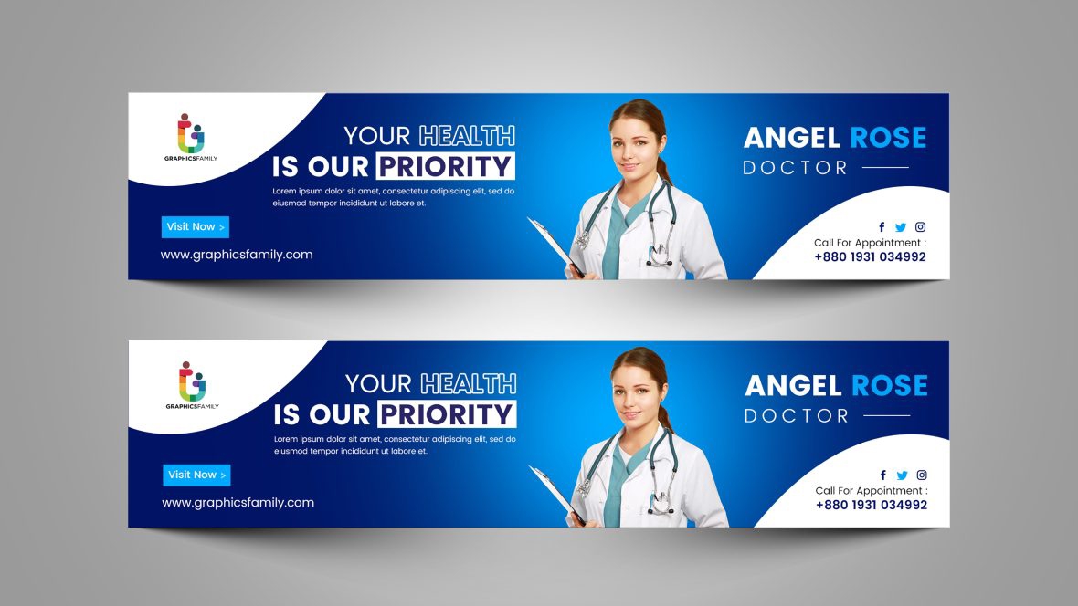فایل طراحی جلد هنری کانال یوتیوب مراقبت‌های پزشکی - Medical Healthcare YouTube Channel Art Cover Design