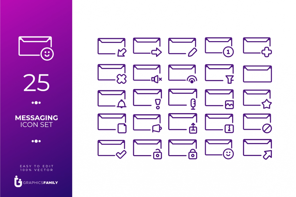 فایل مجموعه آیکون‌های پیام‌رسانی - Messaging Icon Set