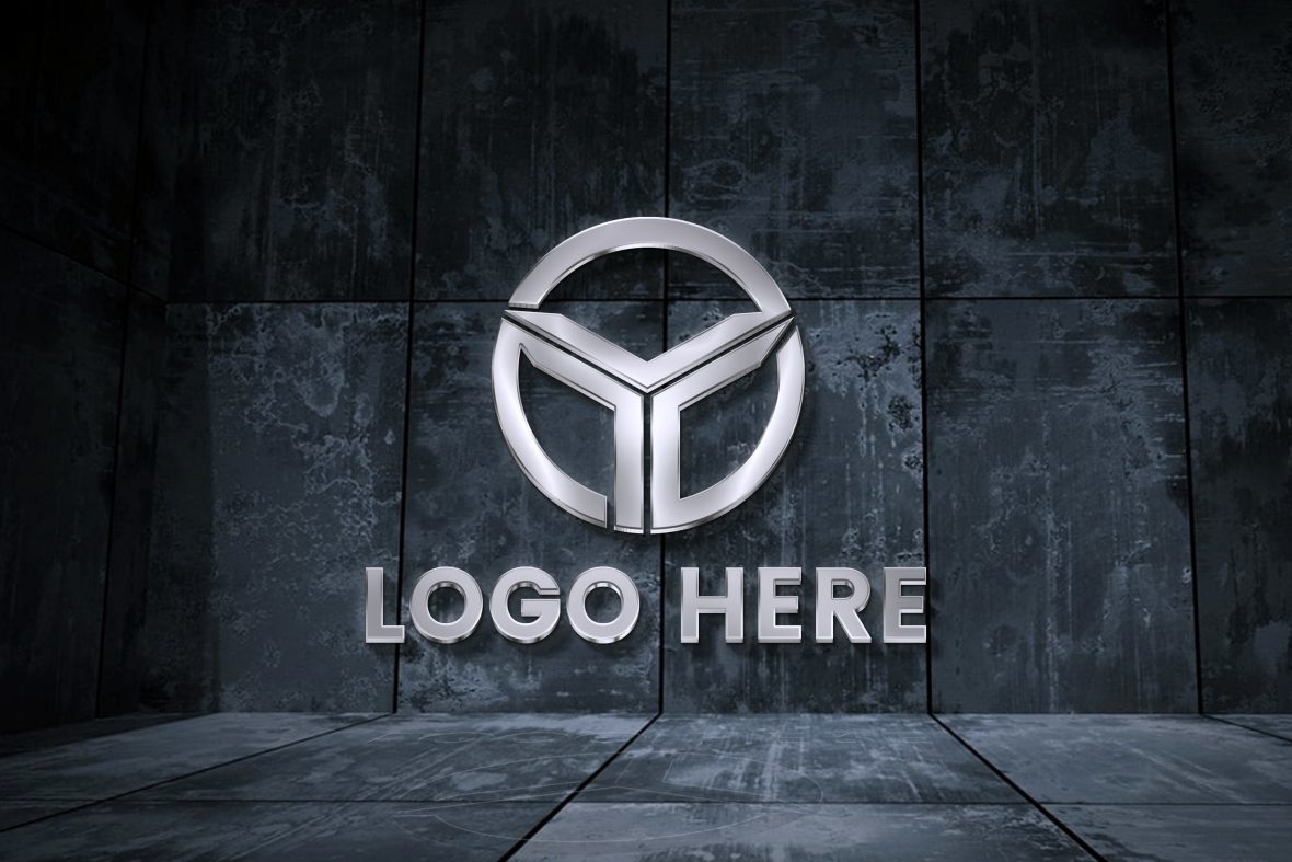 فایل موکاپ لوگو اتاق فلزی - Metal Room Logo Mockup