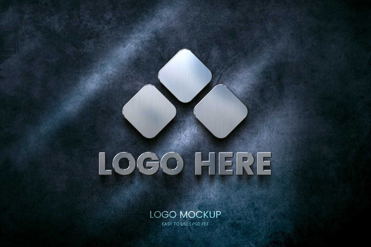 فایل موکاپ لوگو فلزی PSD - Metallic Logo PSD Mockup