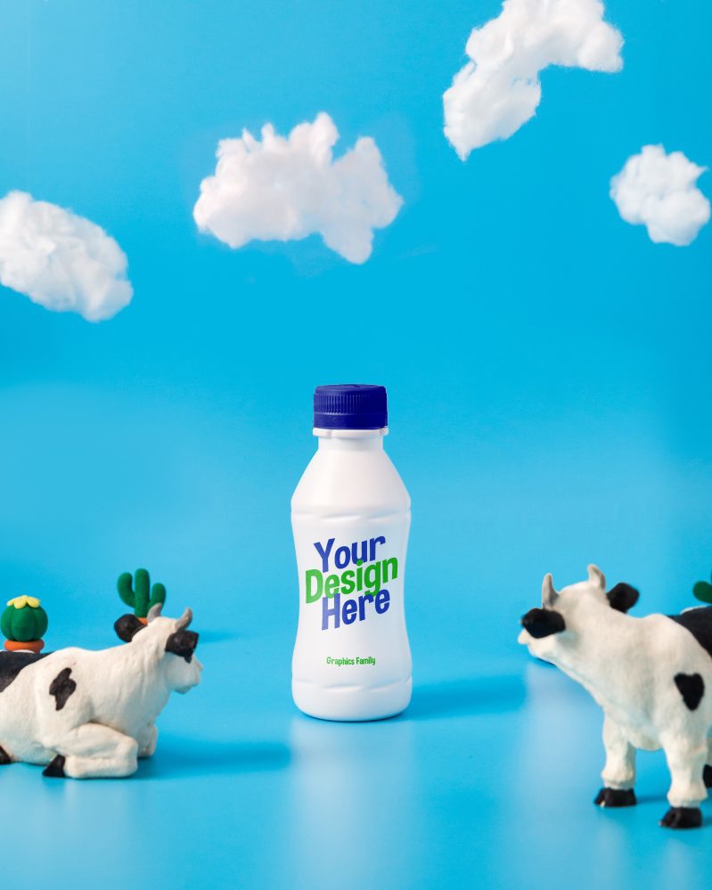 فایل ماکت طراحی بطری شیر - Milk Bottle Design Mockup