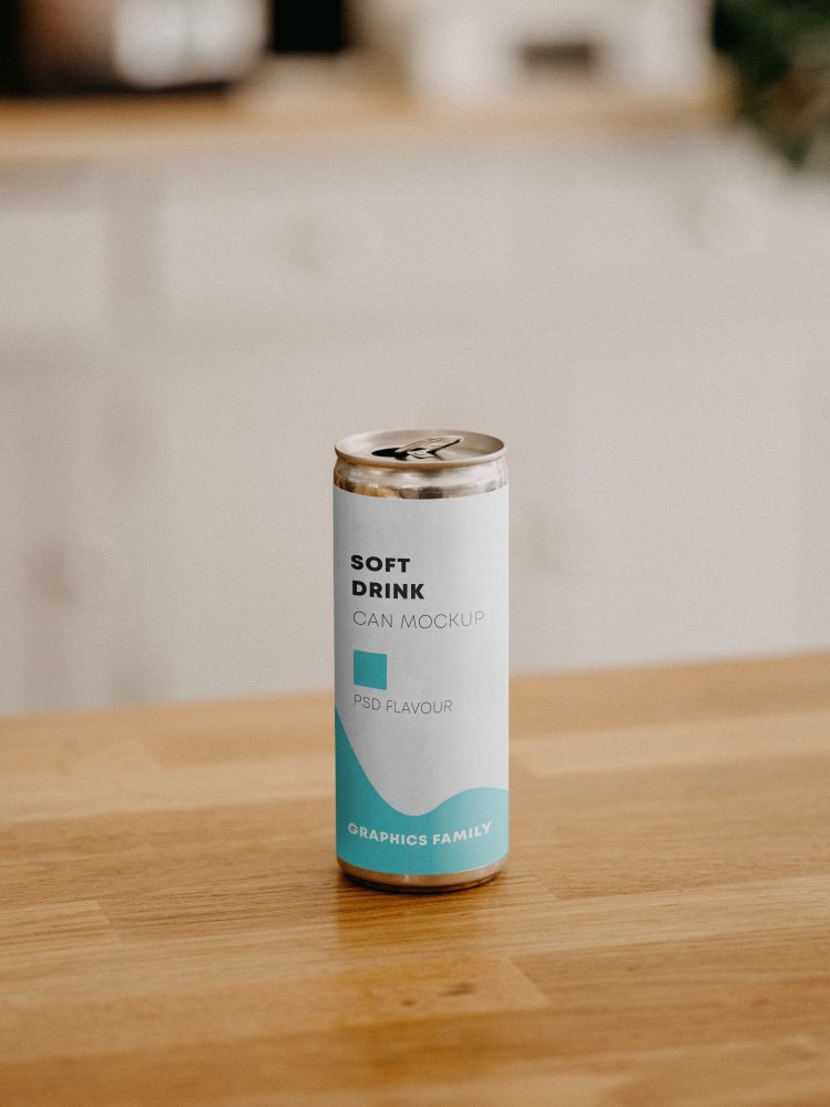 فایل ماکت طراحی مینیمال نوشیدنی غیرالکلی - Minimal soft drink design mockup